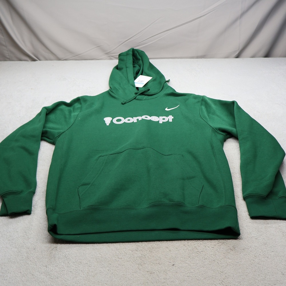 Nike Hoodie Men Medium Green Concept Graphic Fleece Pullover Athletic Sweatshirt